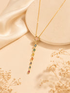 18K Gold Plated Rainbow Stone Drop Necklace