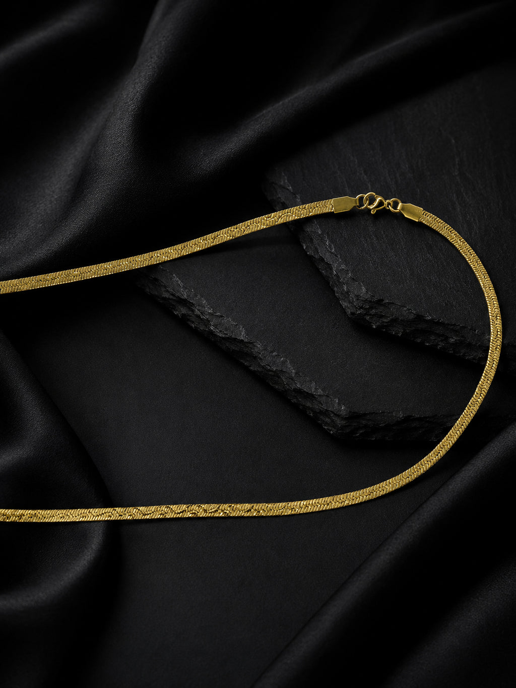 18K Gold Plated Flat Chain & Dual-Tone Bracelet Combo for Men