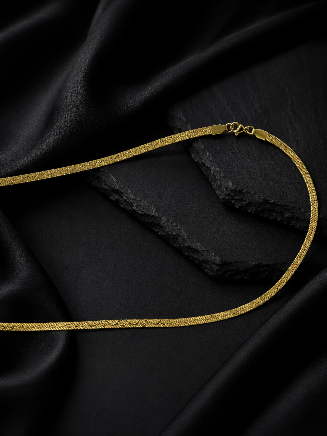 18K Gold Plated Flat Chain & Dual-Tone Bracelet Combo for Men