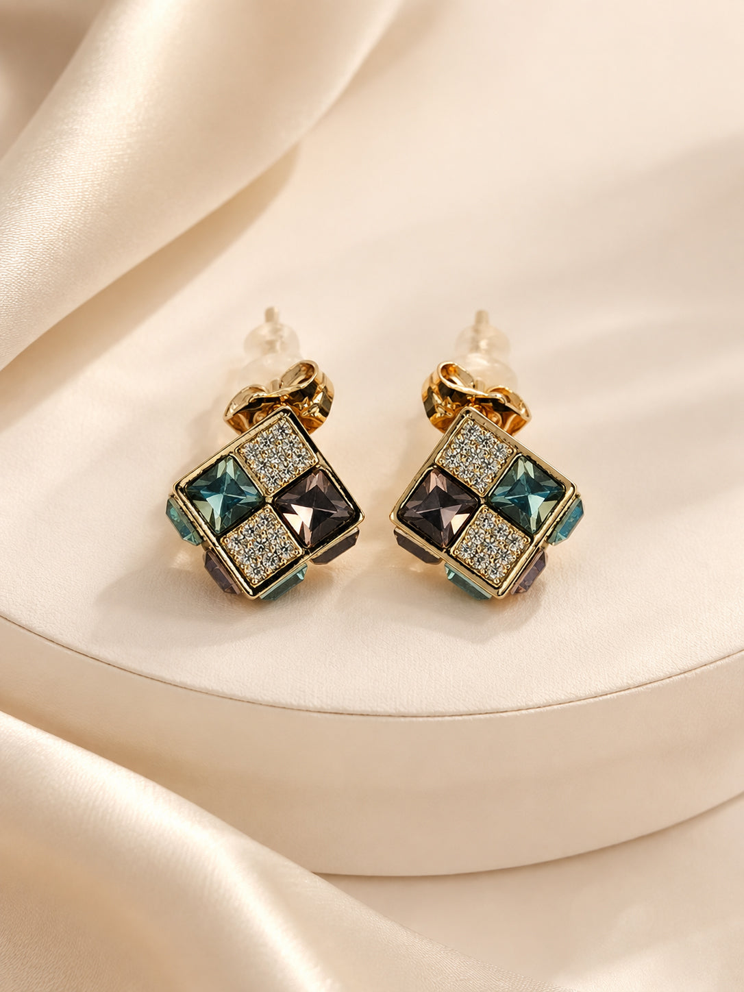 Aanura Gold Plated Cubic Crystal Earrings