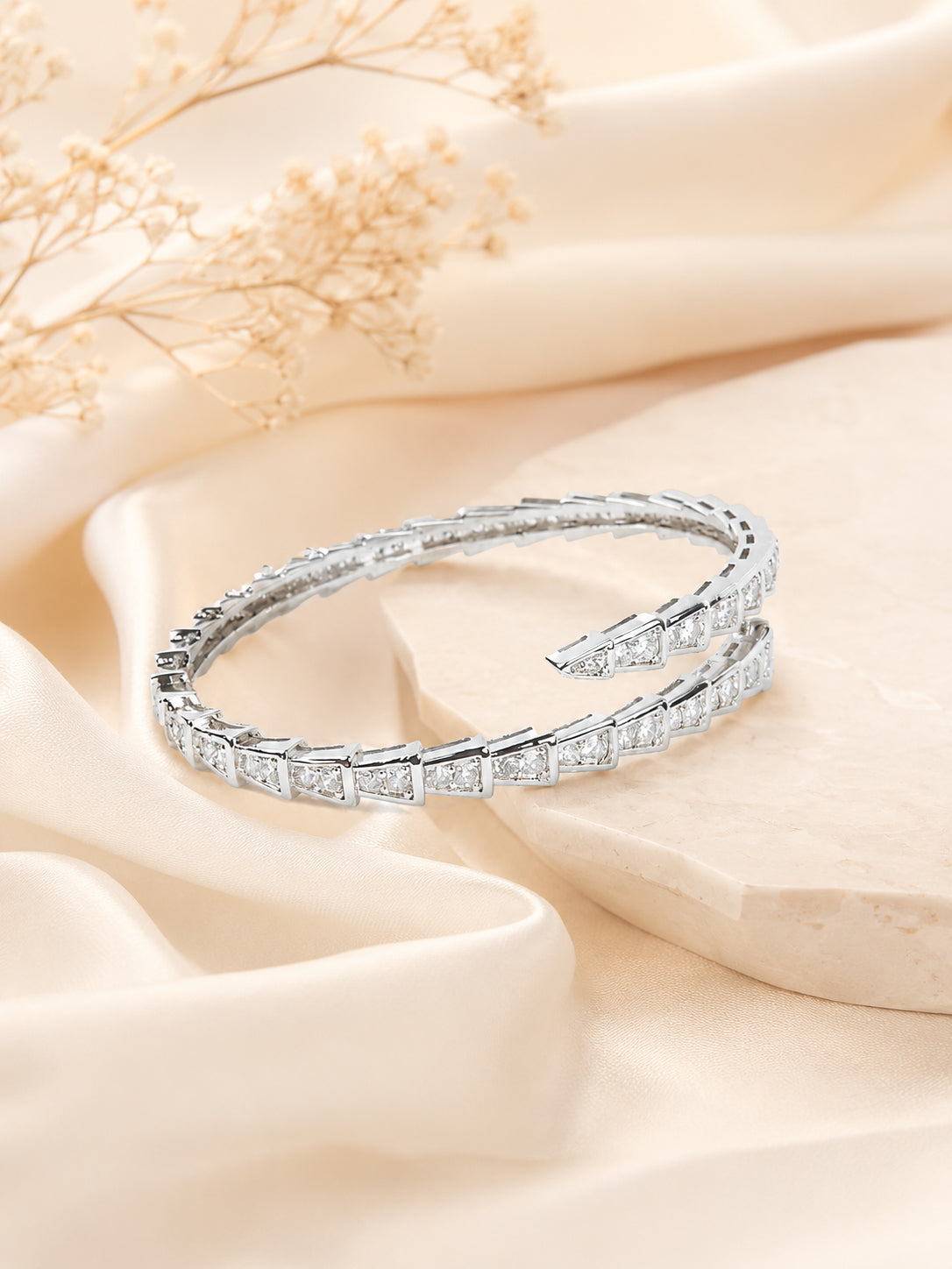 Aanura Serpent-Inspired  Diamond Coil Bracelet