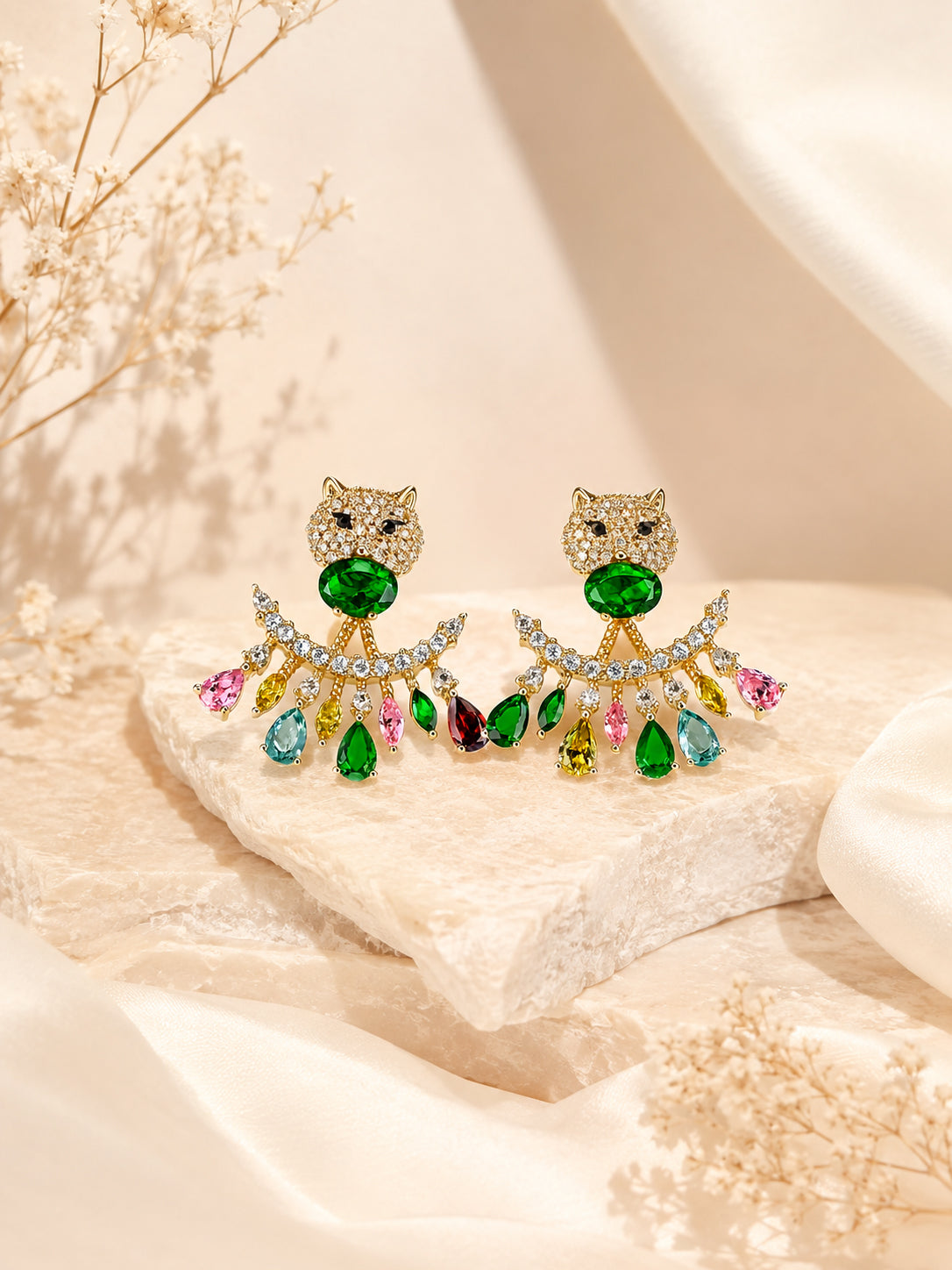 Aanura Multicolor Panther Drop Earrings