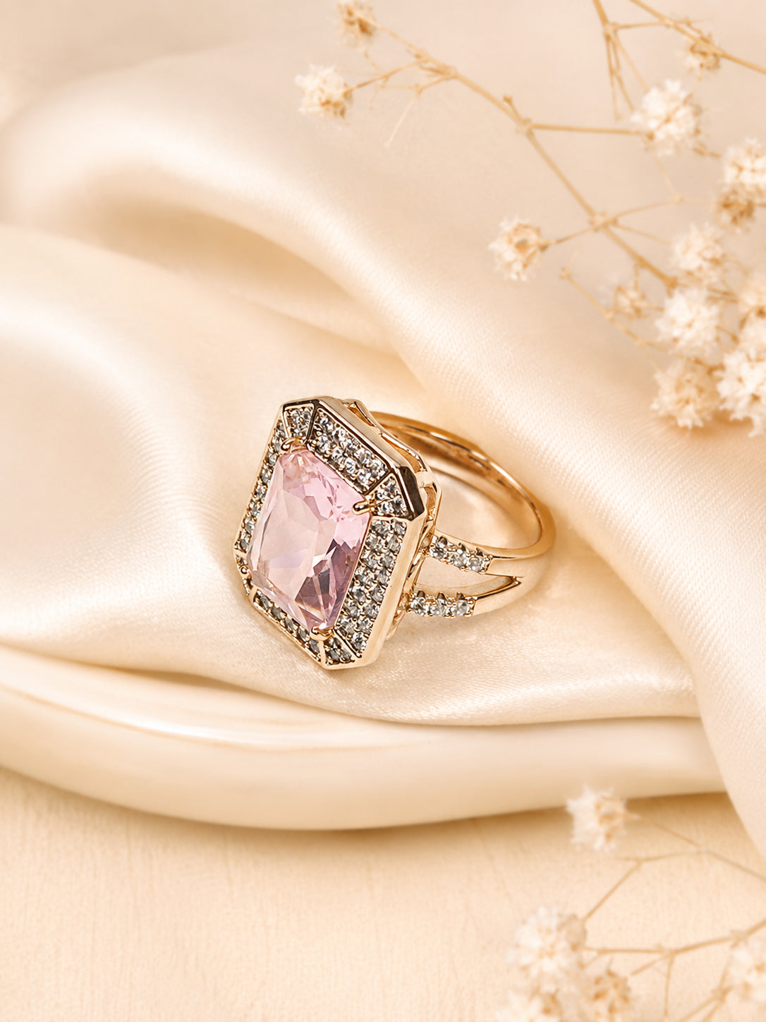 18K Gold Plated Pink Shield Anti-Tarnish Waterproof Ring