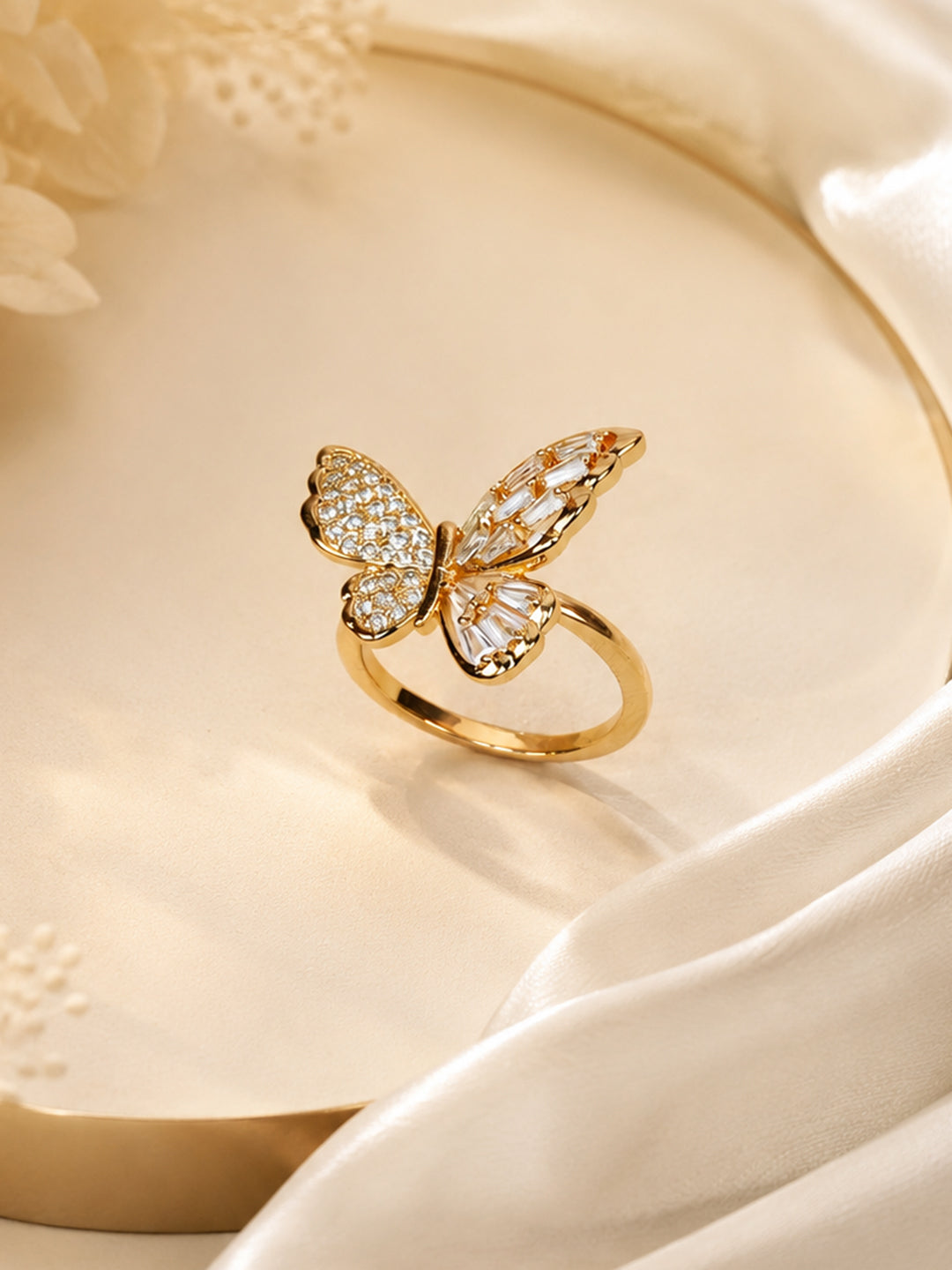 18K Gold Plated Butterfly Anti-Tarnish Waterproof Ring