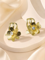 Aanura Floral Crystal Gold Earrings