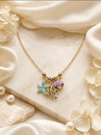 Aanura Ocean Charm Gold Necklace with Starfish, Shell & Coral