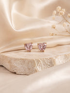 18K Gold Plated Anti-Tarnish Pink Heart Stud Earrings
