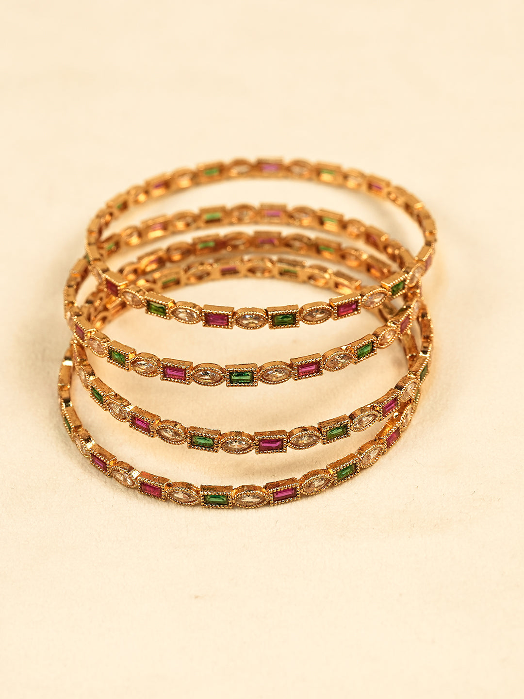 Aanura Gold Plated Multistone Slim Bangle