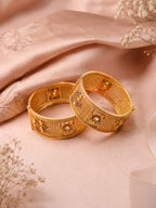 Aanura Gold Plated Heritage Stonework Bangle