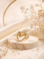 18K Gold Plated Interlinked Crystal Anti-Tarnish Waterproof Ring