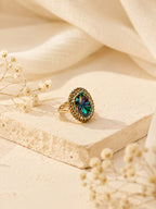 18K Gold Plated Crystal Statement Anti-Tarnish Waterproof Ring