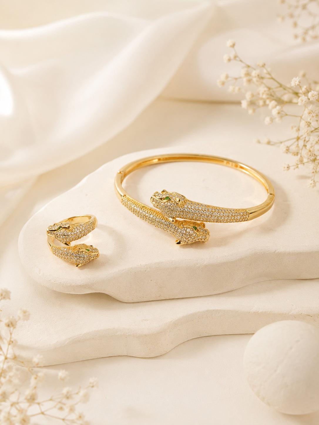 Aanura Regal Twin Panther Statement Bracelet
