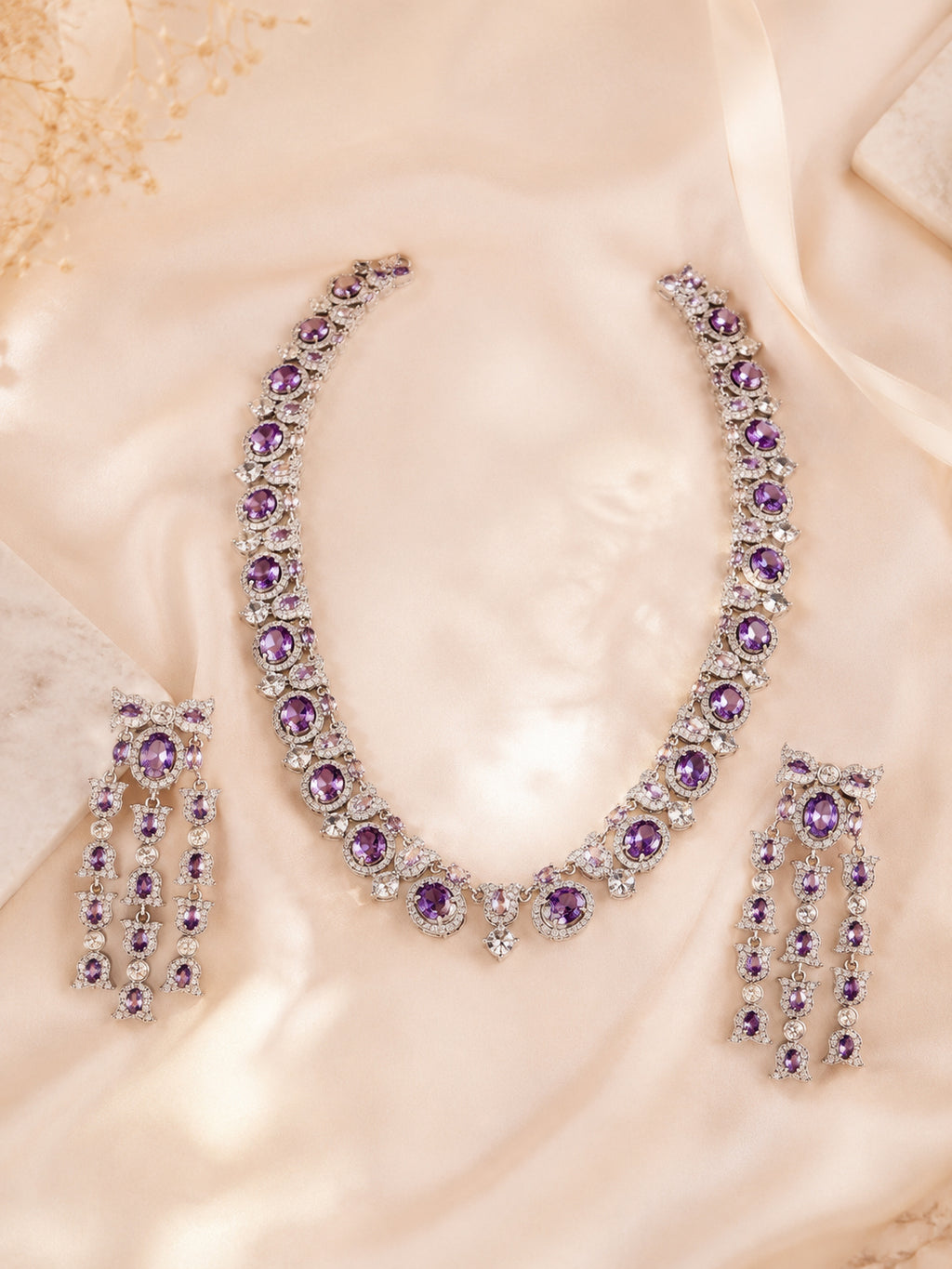 Aanura Royal Violet Stone Necklace Set
