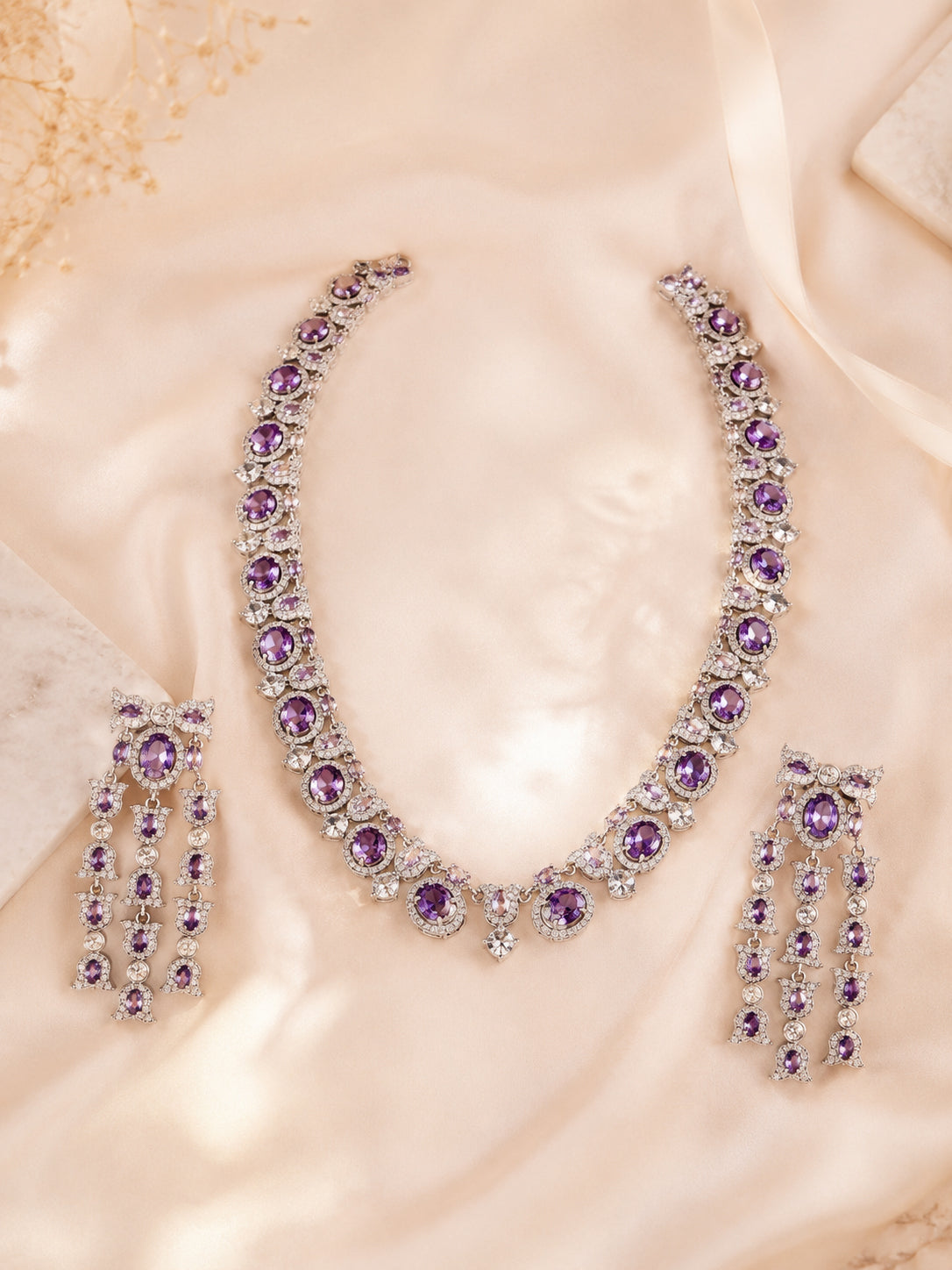 Aanura Royal Violet Stone Necklace Set