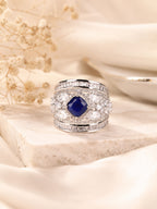 Rhodium Plated Multi Crystal Anti-Tarnish Waterproof Ring