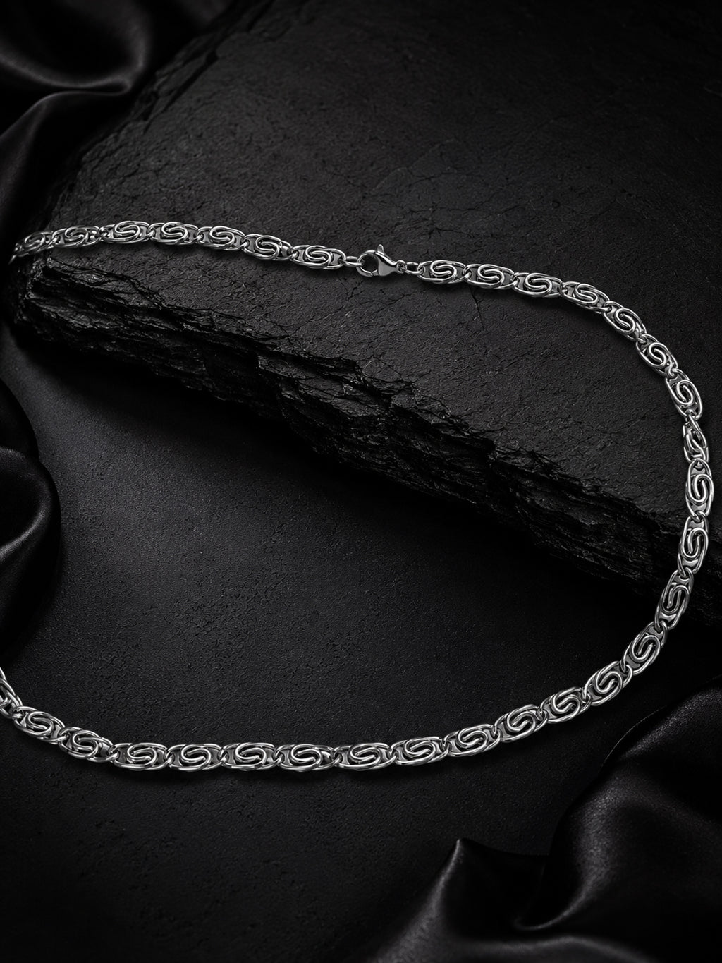 Rhodium Plating Anti Tarnish Waterproof Scroll Chain