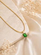 Aanura Square Drop Minimal Pendant Necklace