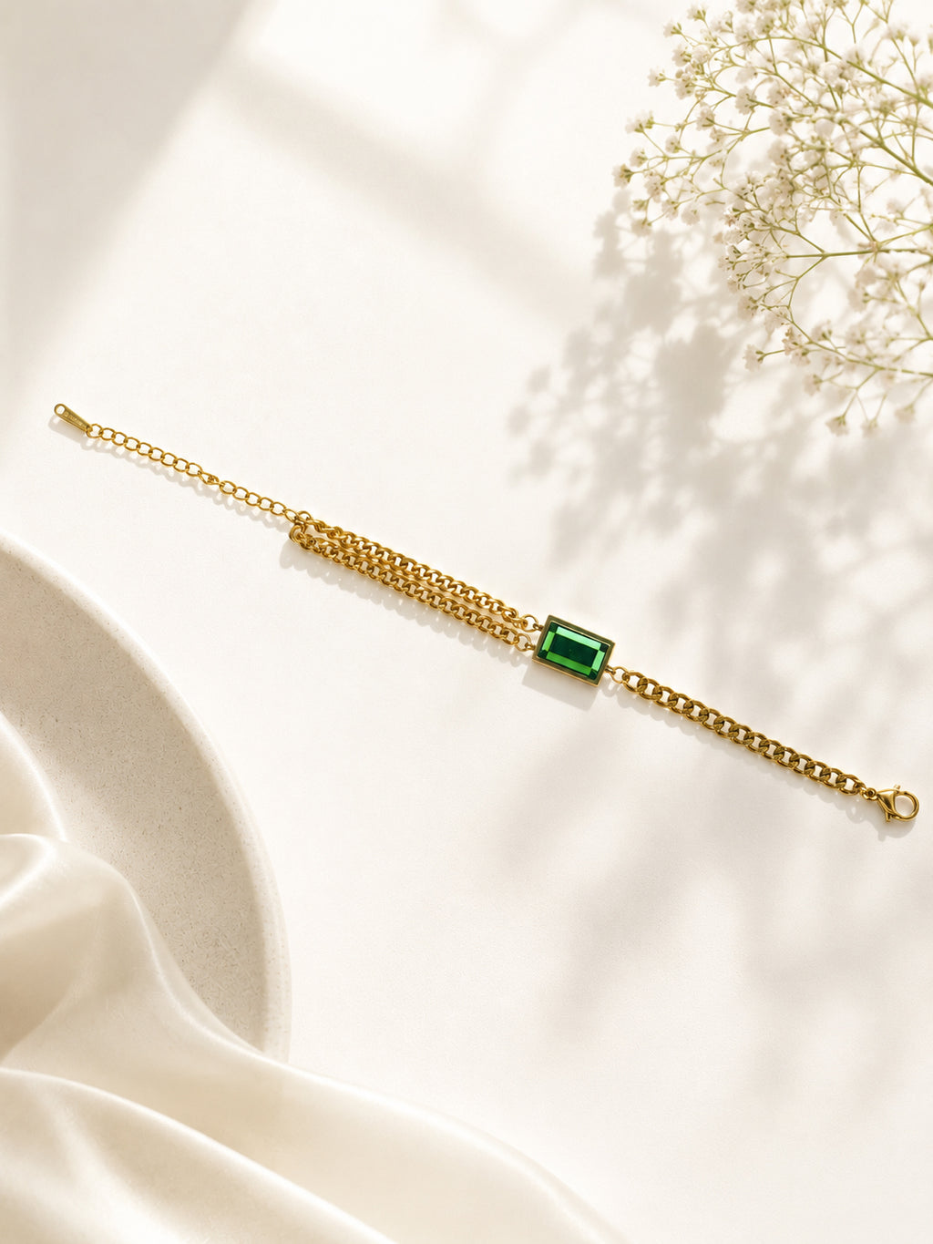 Aanura Rectangular Stone Adjustable Chain Bracelet
