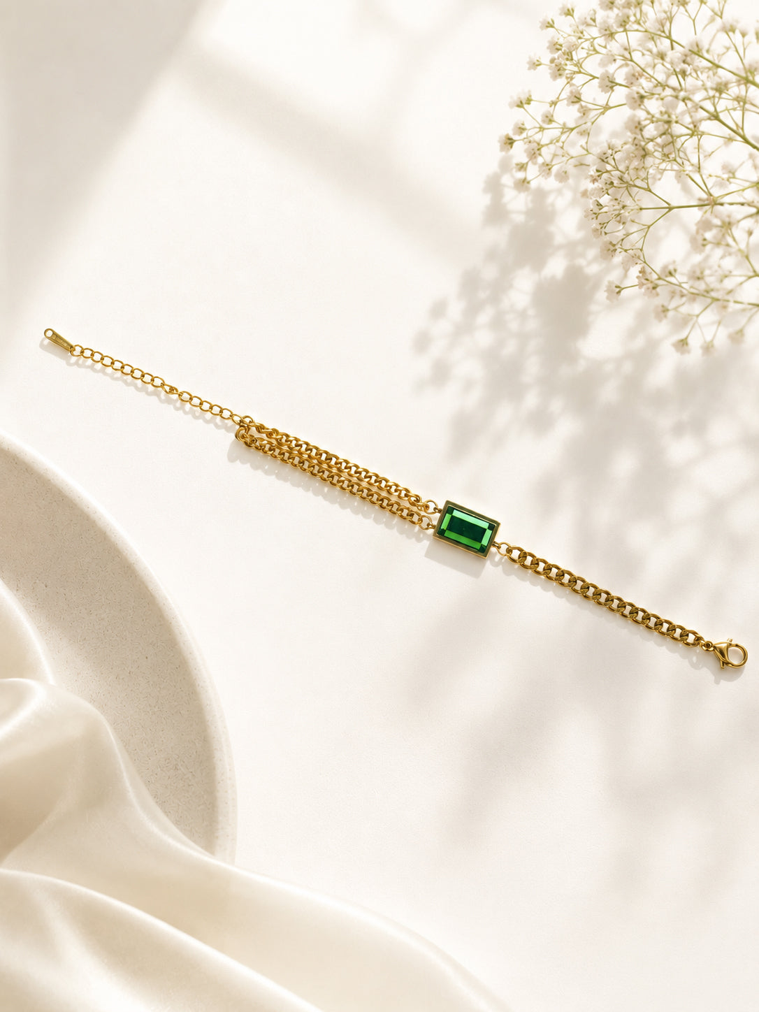 Aanura Rectangular Stone Adjustable Chain Bracelet