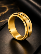 Aanura 18K Gold-Plated Anti-Tarnish & Water-Proof Stainless Steel Band Ring For Him