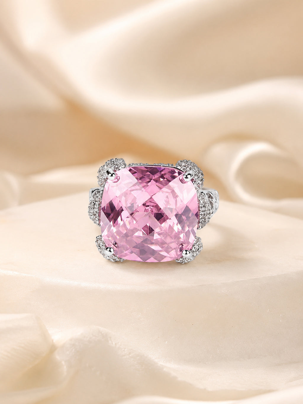 Rhodium Plated Purple Pavé Anti-Tarnish Waterproof Ring