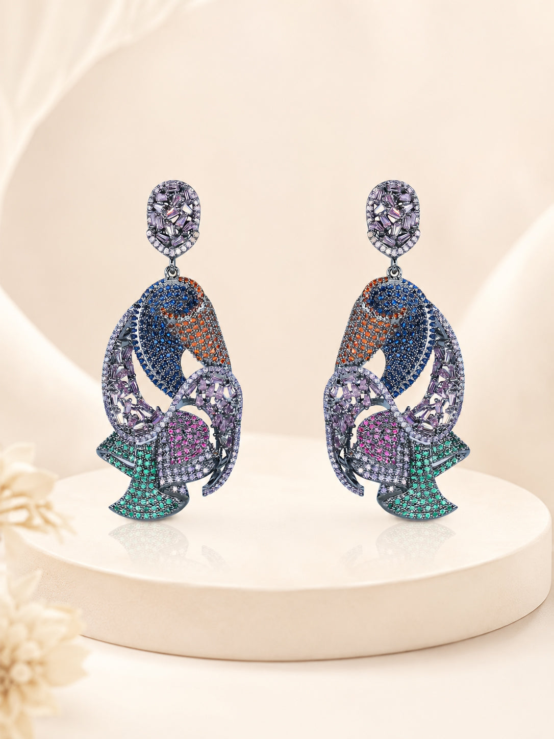Arinya Multicolor Parrot Dangle Earrings