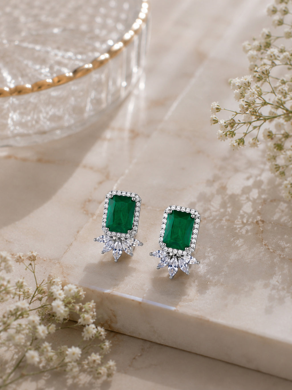 Aanura Yellow Cushion-Cut CZ Cluster Earrings