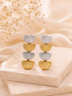 Aanura Solaris Fan Cascade Earrings – Dual-Tone Stainless Steel