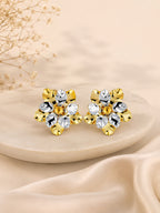 Aanura Dual Tone Floral Gold Statement Earrings