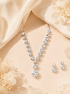 Aanura Clear Crystal Drop Necklace Set in Stainless Steel