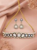 Aanura Kundan Choker Necklace Set with Matching Earrings