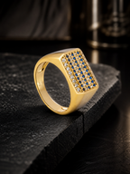 Aanura 18K Gold-Plated Crystal Grid Anti tarnish & Water-Proof Ring For Him