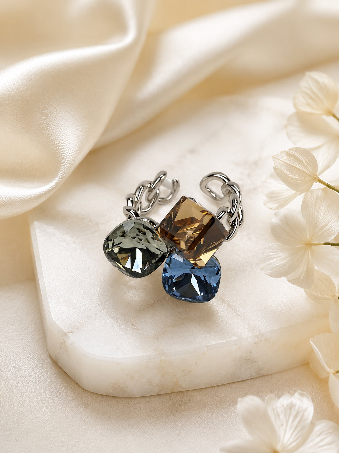 18K Gold-Plated Cushion-Cut Gemstone Ring – Anti-Tarnish & Waterproof