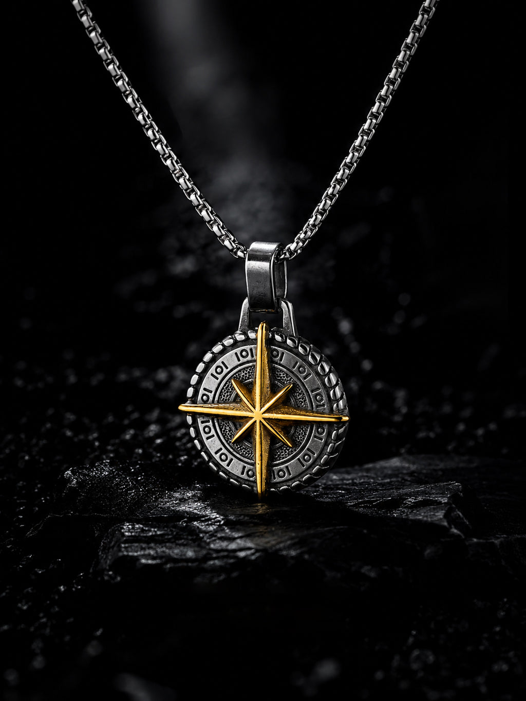 Aanura Dual-Tone Compass Chain For Men's