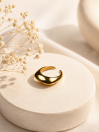 18K Gold Plated Sculpted Dome Anti-Tarnish Waterproof Ring