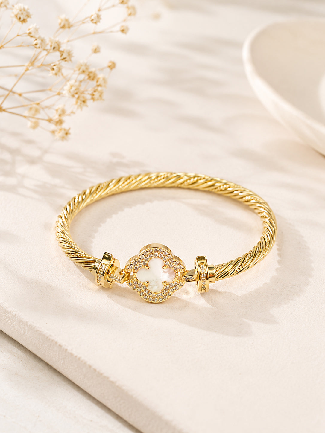 Aanura Luxe Clover Lock Statement Bracelet