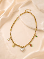 Statement Charm Link Necklace with 18K Gold Plating