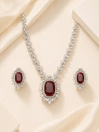 Aanura Ruby Oval Pendant Necklace Set