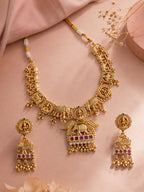 Aanura Gold Plated Heritage Temple Necklace Set