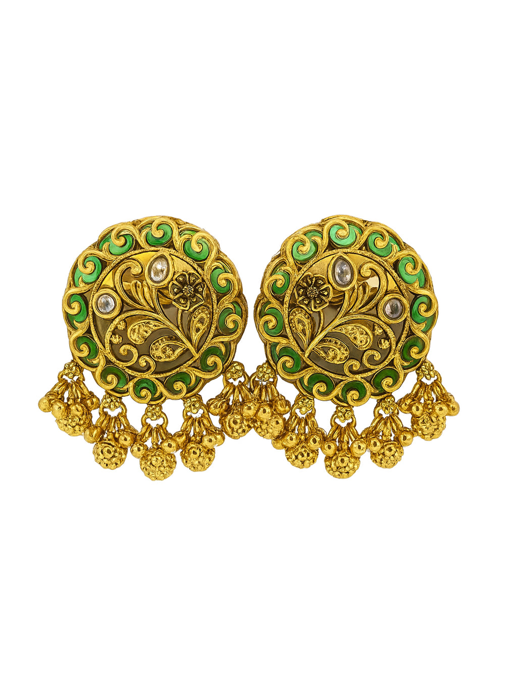 Aanura Gold-Plated Green Enamel Floral Rings