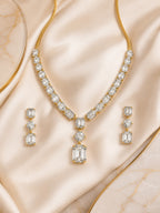 Aanura Emerald-Cut Diamond Necklace Set with Earrings