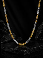 18K Gold & Silver Rhodium-Plated Wheat Anti-Tarnish Waterproof Steel Chain