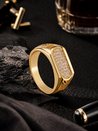 Aanura 18K Gold-Plated American Diamond Ring For Him