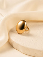 18K Gold Plated Bold Oval Anti-Tarnish Waterproof Ring