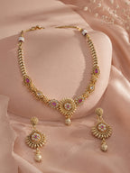 Aanura Gold Plated Sunburst Necklace Set