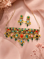 Aanura Multi-Colour Stone Choker Necklace Set