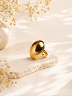 18K Gold Plated Bold Oval Anti-Tarnish Waterproof Ring