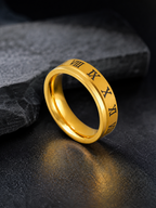 Aanura 18K Gold-Plated Roman Numeral Band Ring For Men's