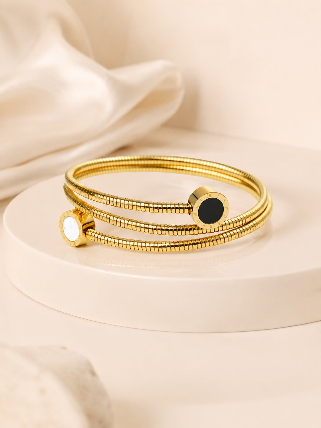 Aanura Dual-Tone Roman Coin Coil Bracelet