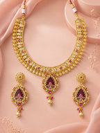 Aanura Antique Necklace with Ruby Teardrop Pendant